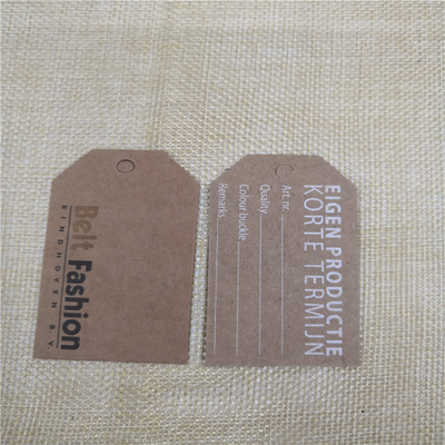 Custom 2mm Cardboard Kraft Paper Hang Tags For Clothing Glossy Lamination